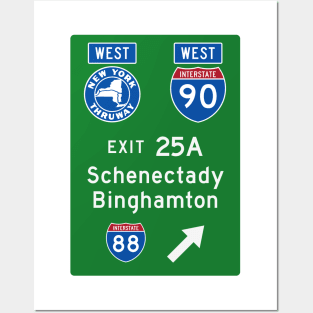 New York Thruway Westbound Exit 25A: Schenectady Binghamton I-88 Posters and Art